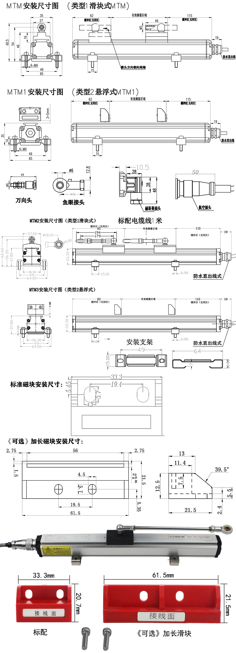 MTM低功耗导轨滑块式磁致伸缩位移传感器